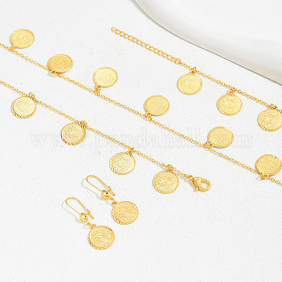 Комплекты ожерелий и серег с винтажными латунными монетами для женщин UG1537-1