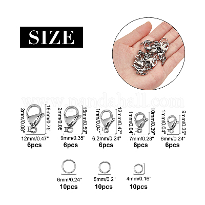 30 шт. 3 соединительных кольца из нержавеющей стали 304 и 30 шт. 5 застежки-карабины из нержавеющей стали 316 STAS-FH0001-37-1