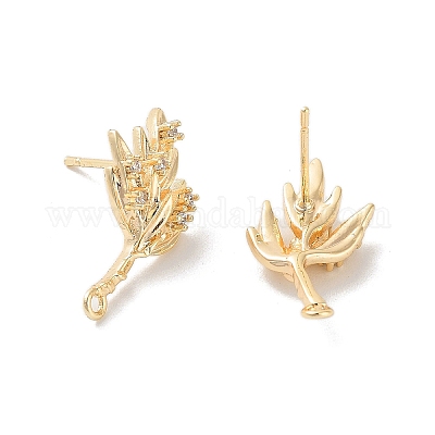 Латунные серьги-гвоздики из циркония KK-E107-11G-1