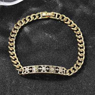 Латунные браслеты с микропаве из чистого кубического циркония BJEW-F498-04A-G-1