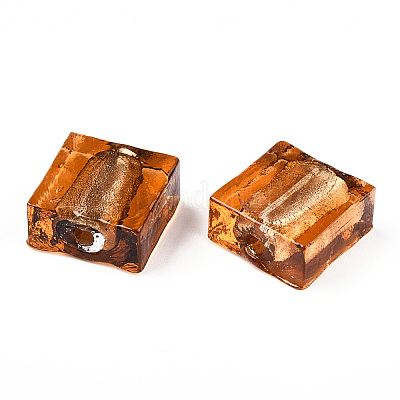 Бусины ручной работы бусины серебряной фольгой X-FOIL-S006-12x12mm-M-1