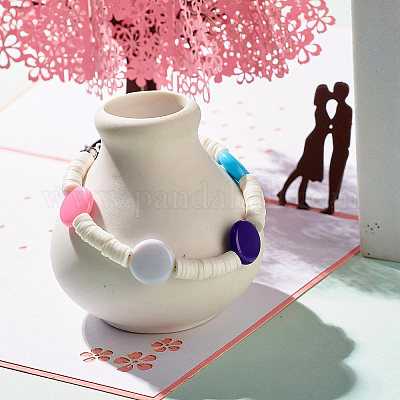 Браслет из бисера хейши из полимерной глины с плоской круглой формой для женщин BJEW-JB07550-1