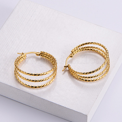 6 пара винтажных ретро-сережек из нержавеющей стали с тройными кольцами XW5177-2-1