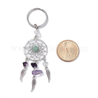 Брелок из натурального флюорита и зеленого авантюрина KEYC-JKC00119-02-1