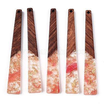 Большие подвески из прозрачной смолы и орехового дерева RESI-N039-68E-1