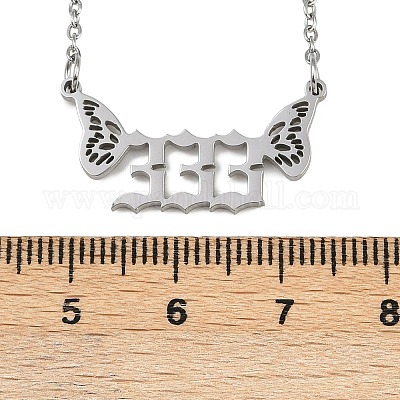 201 нержавеющая сталь номер 333 с крыльями бабочки подвеска ожерелье NJEW-P332-01A-P-1