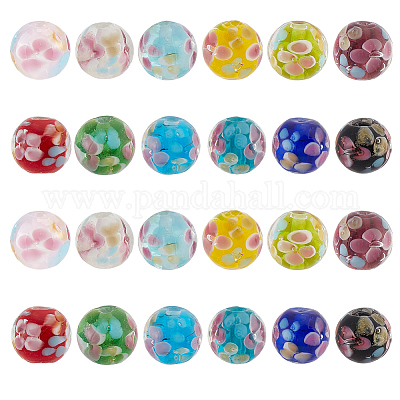 24 шт. 12 набора бусин из прозрачного стекла и лэмпворка ручной работы GLAA-GO0001-23-1