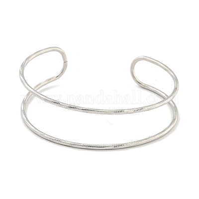 Не тускнеющие полые браслеты-манжеты из нержавеющей стали 304 BJEW-P331-07P-1