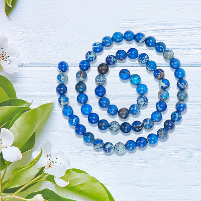 2 нити бусин из натуральной императорской яшмы G-AR0005-44B-1