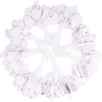 Wholesale PandaHall About 1000 Pcs White String Jewelry Price Tags Clothing  Display Tag Rectangle Price Label Design Blank White 23x13mm 