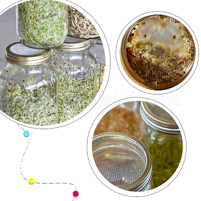 Wholesale GORGECRAFT 4 Sets Sprouting Jar Lids 304 Stainless Steel Mesh Lid  Growing Alfalfa Sprout Seeds Salad Strainer Lids Kit for Wide Mouth Mason  Jars Canning Jar 