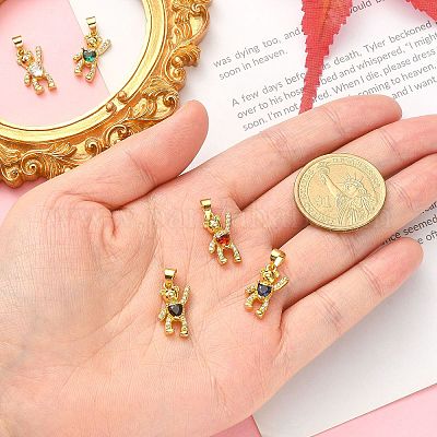 5шт 5 цвета латунные прозрачные кубические подвески из циркония KK-CJ0001-76-1