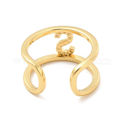 Кольцо-манжета с открытой буквой из прозрачного кубического циркония RJEW-A012-01G-S-1