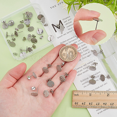 32 шт. 8 фурнитуры для сережек-гвоздиков из нержавеющей стали 201/304 STAS-ME0001-39P-1