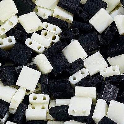 300шт 2 цвета непрозрачные стеклянные бусины с 2 отверстиями SEED-AR0001-30-1