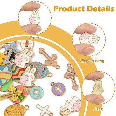 24 шт. 20 подвески из эмалевого сплава в виде пасхального яйца ENAM-FS0004-01-1