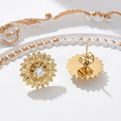 Серьги-гвоздики из нержавеющей стали 304 EJEW-R153-02G-1