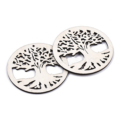 Неокрашенные натуральные деревянные большие подвески WOOD-N007-025-1