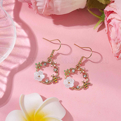 Серьга с подвеской из сплава эмали EJEW-JE05954-1