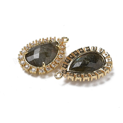 Подвески из натурального лабрадорита с огранкой в виде капли G-I375-01G-08-1