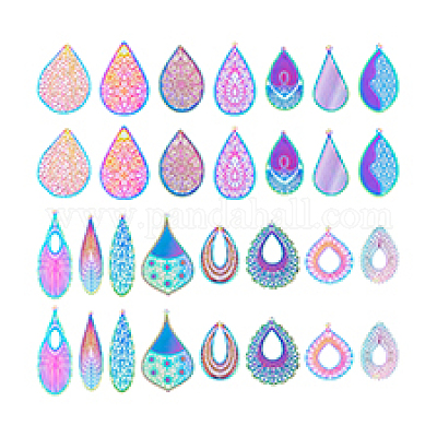 30 шт. 15-х стилевые филигранные подвески из нержавеющей стали 201 и 304 с ионным покрытием (IP) STAS-DC0015-58-1