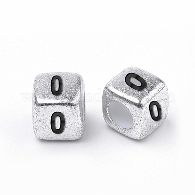 Perline acriliche placcate argento antico&nbsp;PB43C9308-0-1