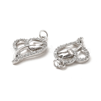 Латунные микропаве прозрачные подвески с фианитом KK-E068-VB191-1