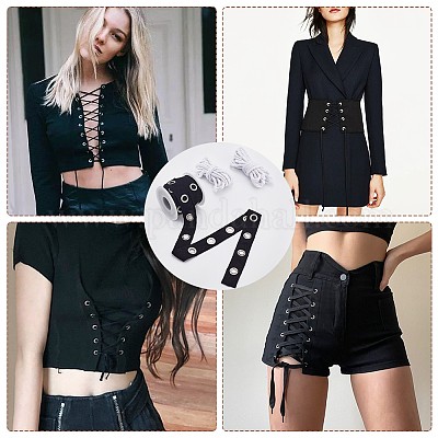 5 ярд хлопчатобумажных лент с платиновыми железными люверсами и хлопковой нитью SRIB-OC0001-05D-1