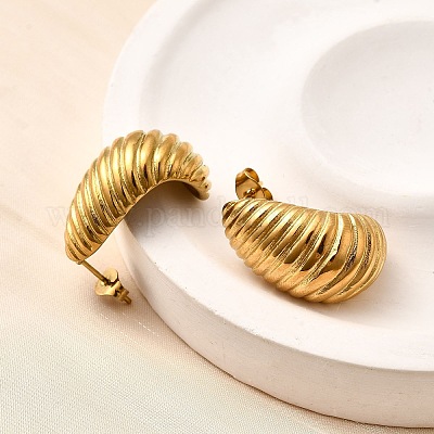 Серьги-гвоздики из нержавеющей стали 304 EJEW-F381-01B-G-1