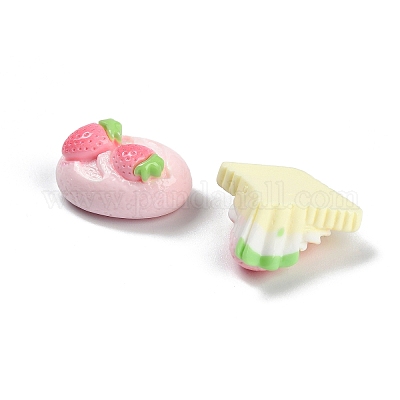 Кабошоны из клубничной непрозрачной смолы декодированные RESI-I338-03-1