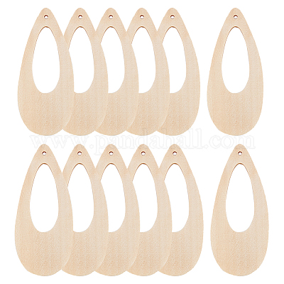 1 Bag Teardrop Hollow Wood Big Pendants DIY Wooden Dangle Earring Making  Kits