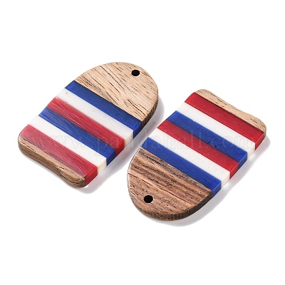 Подвески из непрозрачной полосатой смолы и орехового дерева в честь Дня независимости RESI-U010-02Y-1