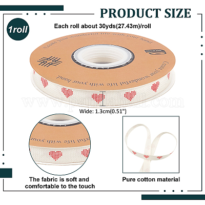 30 ярд хлопковой ленты с принтом в форме сердца OCOR-WH0086-87F-1