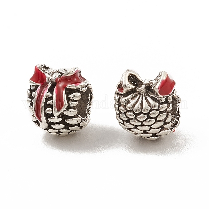 10 Perline Loto In Smalto E Lega - Ciano Scuro, Grandi Foro 9x8.5mm - Spacer Beads Europee - Foto 2