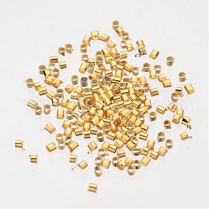 Golden Plated Brass Tube Crimp Beads X-E003-G-1
