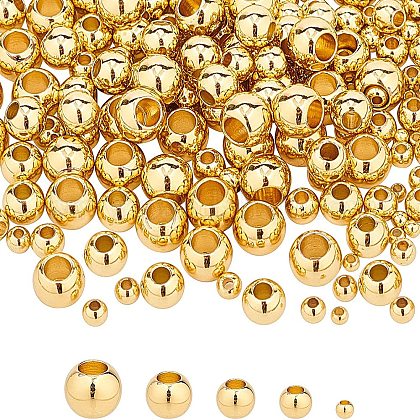 NBEADS 200 Pcs Brass Beads 5 Sizes Rondelle Spacer Brass Beads Metal Big Hole Beads for DIY Jewelry Making KK-NB0002-29G-NR-1