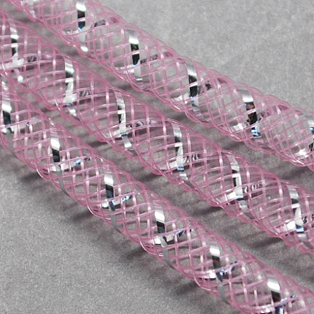 メッシュチューブ  プラスチックネットスレッドコード  銀鉱脈で  ピンク  4mm  50ヤード/バンドル PNT-Q001-4mm-04-1