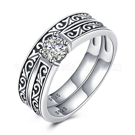 Anillos de dedo de plata 925 esterlina tailandesa RJEW-BB30799-6-1