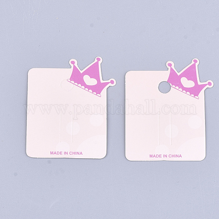 厚紙ヘアクリップ表示カード  クラウンの長方形  ピンク  5.9x5cm CDIS-T003-04-1