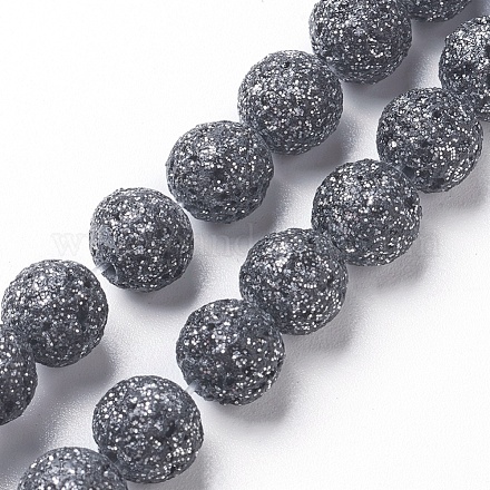 Brins de perles de pierre de lave naturelle G-F592-04A-8mm-1