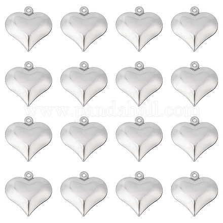 SUNNYCLUE 1 Box 100Pcs Valentines Day Puff Heart Charm 316 Stainless Steel Love Charms Silver Hearts Charms for Jewelry Making Charms DIY Necklace Earrings Crafts Women Adult Supply STAS-SC0004-47-1