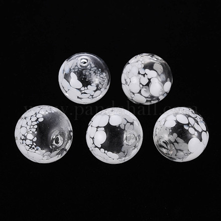 Perle di globo di vetro soffiato a mano trasparente GLAA-T012-29-1