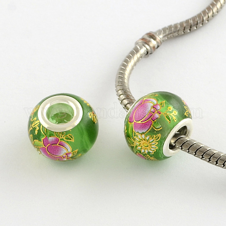 Flower Pattern Glass European Beads GPDL-Q017-A17-1