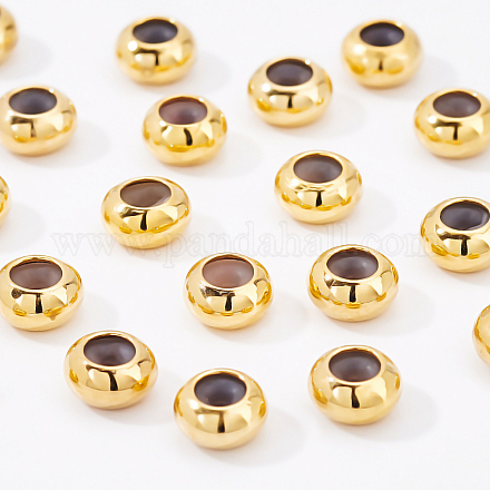 BENECREAT 20pcs Gold Rubber Insert Stopper Positioning Spacer Beads Real 18K Gold Plated Brass Beads 5.5x3mm(Hole: 1mm) for Bracelets Jewelry Makings-5.5x3mm KK-BC0005-61-1