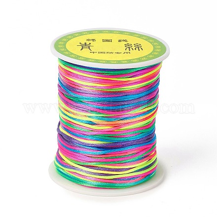 部分染めナイロン糸コード  ラットテールサテンコード  ジュエリーにはDIYの材料  ラウンド  カラフル  1mm  約87.49ヤード（80m）/ロール NWIR-F011-02-1