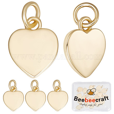 Beebeecraft 1 Box 20Pcs Heart Charms 18K Gold Plated Love Pendant Dangle Charms with Jump Rings for DIY Necklace Bracelet Earring Wedding Jewelry Making KK-BBC0005-09-1