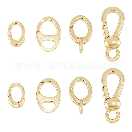 Hobbiesay 8 Uds 4 estilos anillos de puerta de resorte de latón KK-HY0002-86-1