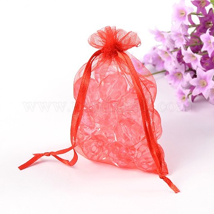 Sacs en organza rectangle de couleur rouge pour les sacs de fête des mères X-OP-002-2-1