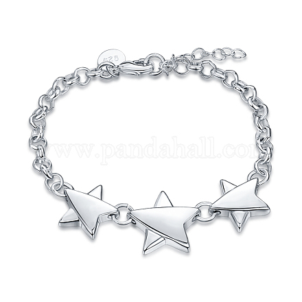Brass Star Link Bracelets BJEW-BB17065-1