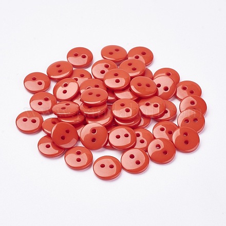 2-Hole Flat Round Resin Sewing Buttons for Costume Design BUTT-E119-34L-08-1